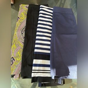 4 women’s pencil skirts fit xs, J crew, tahari lightly worn, BR and WHBM NWT